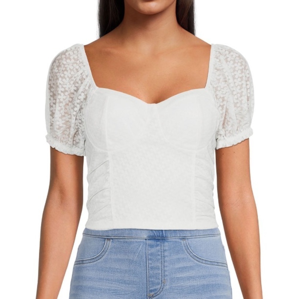 MADDEN NYC Puff Sleeve Cloud Dancer Top Size XL